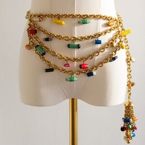 Chanel Vintage S/S 1992 Runway 24K Gold-Plated Multicolor Pill Belt